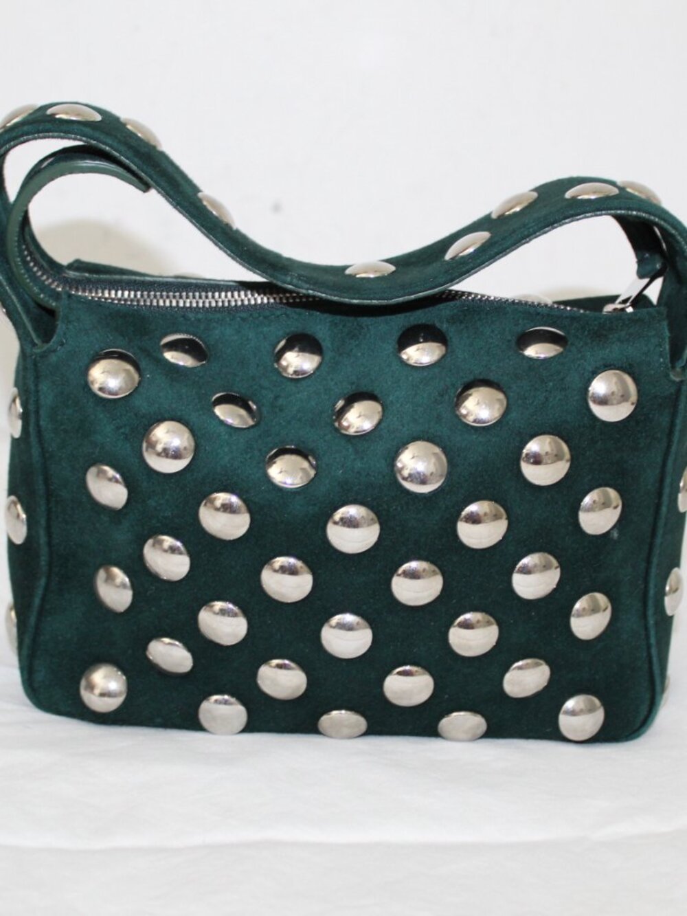 Khaite Elena Green Suede Leather Top Handle Handbag